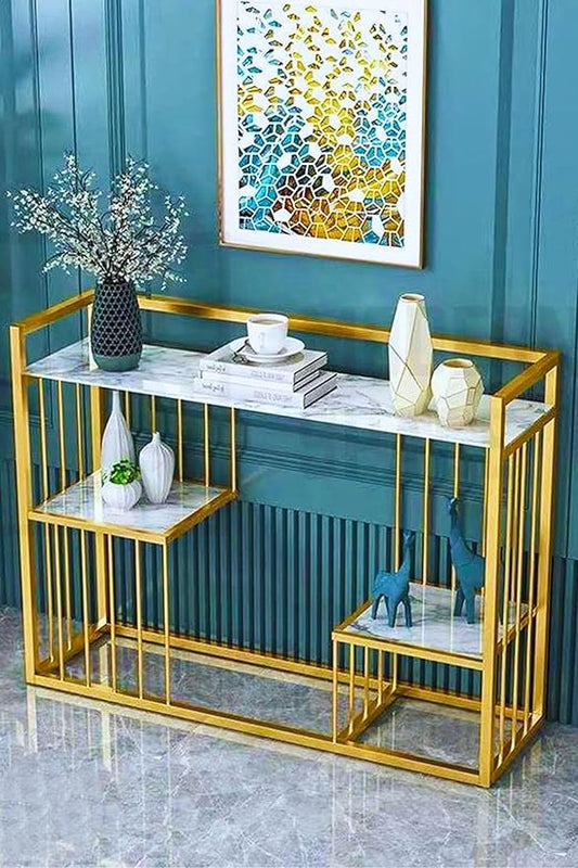 Multilayer Shelving, Modern Art Metal Console Table Rectangle