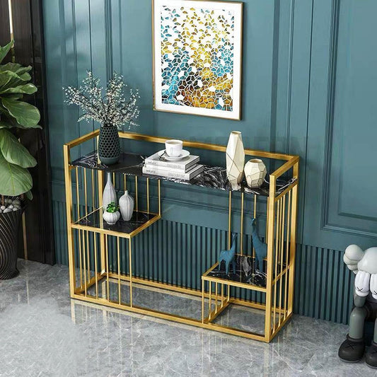 Multilayer Shelving, Modern Art Metal Console Table Rectangle